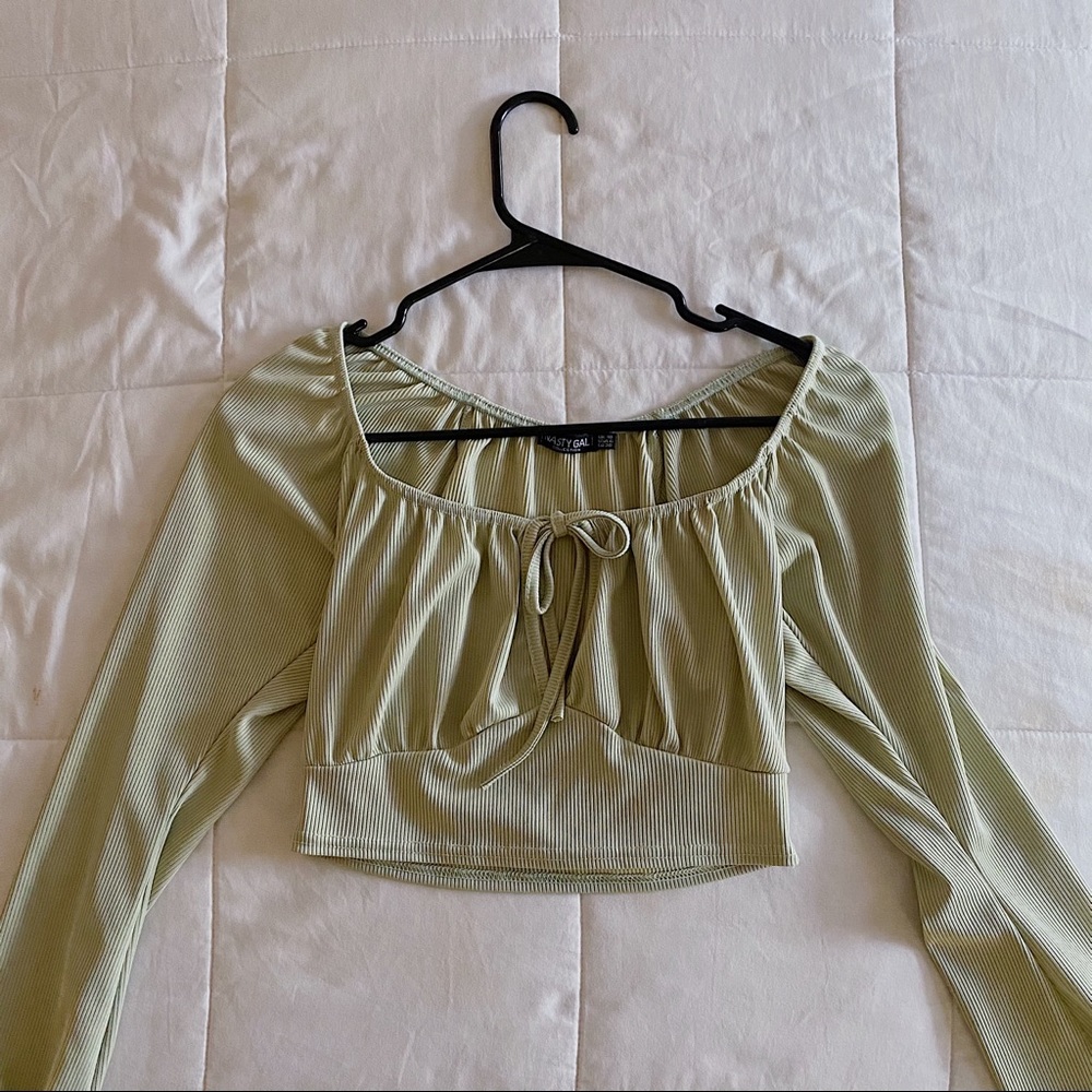 NASTYGAL Sage Square Neck Crop Top